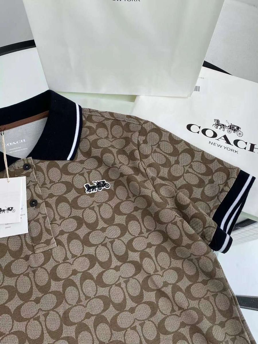 COACH (コーチ)アウトレットの【ポロシャツ シグネチャー シャンブレー 】 半袖 XLサイズ