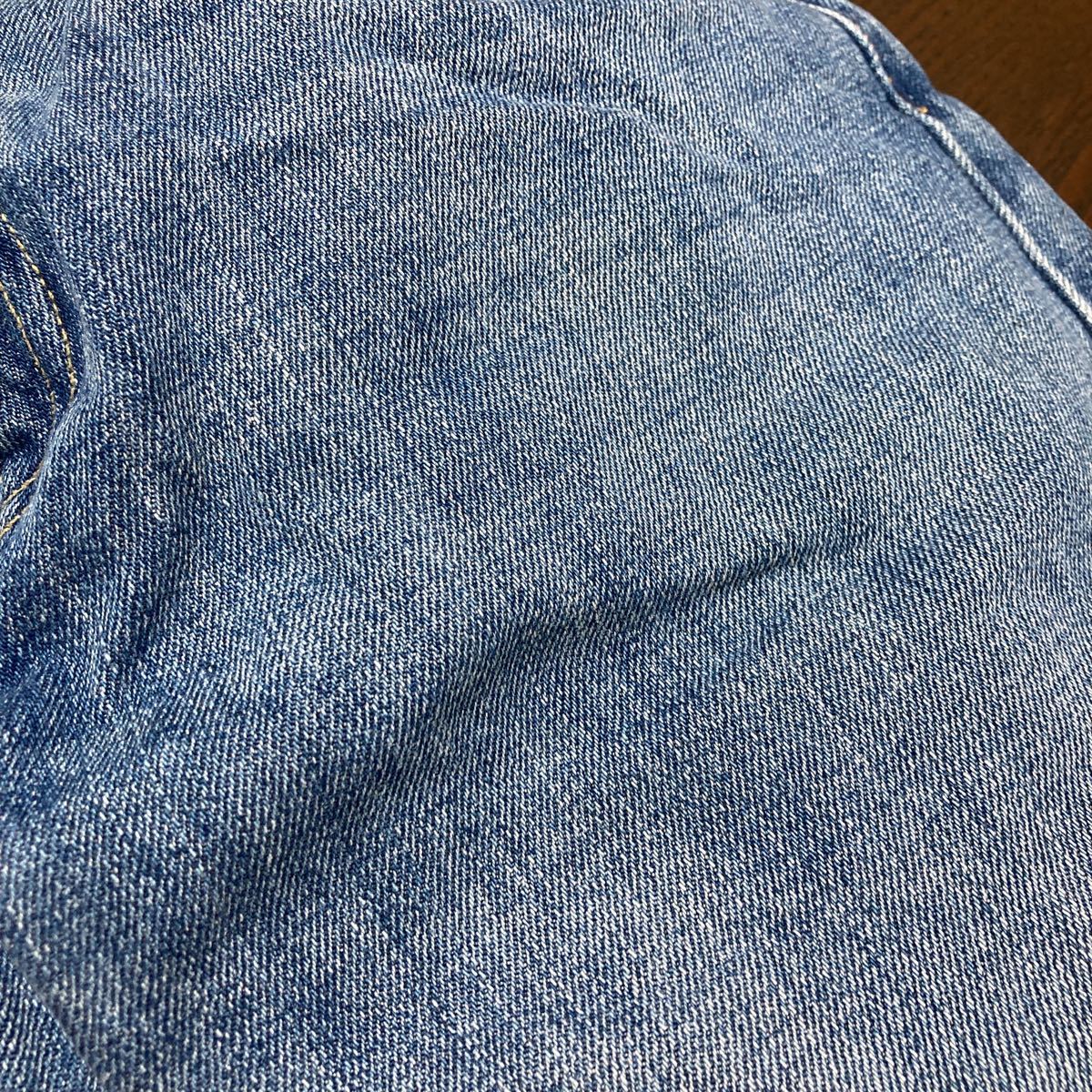 中古 ユニクロ メンズ デニムパンツ 水色 サイズ9インチ 73㎝ ストレートデニムの画像7