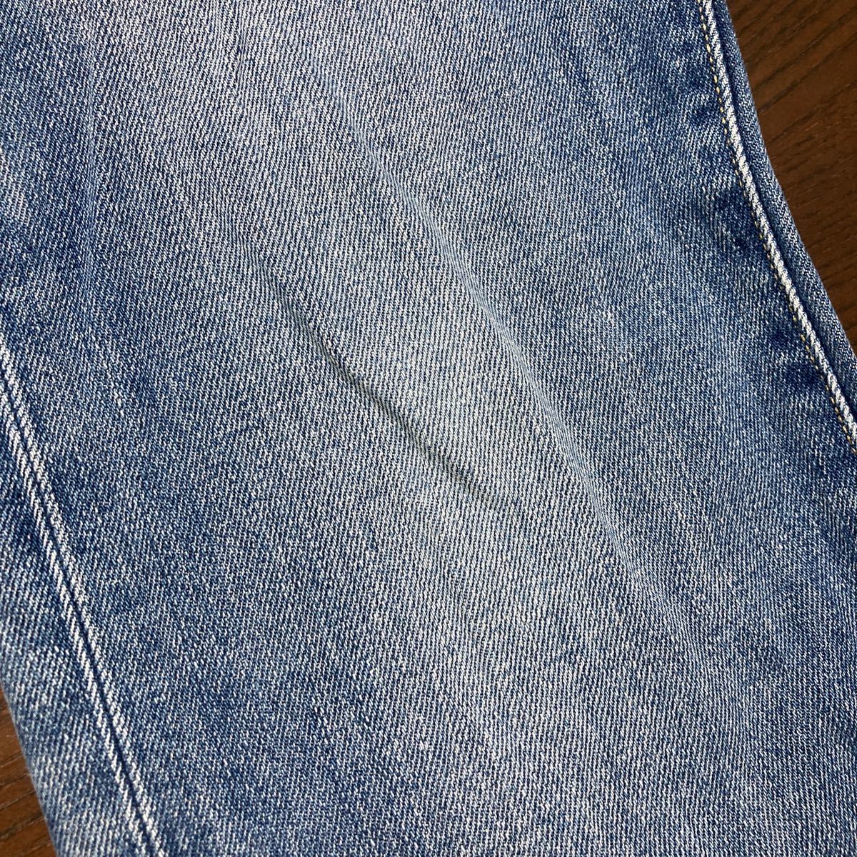 中古 ユニクロ メンズ デニムパンツ 水色 サイズ9インチ 73㎝ ストレートデニムの画像6