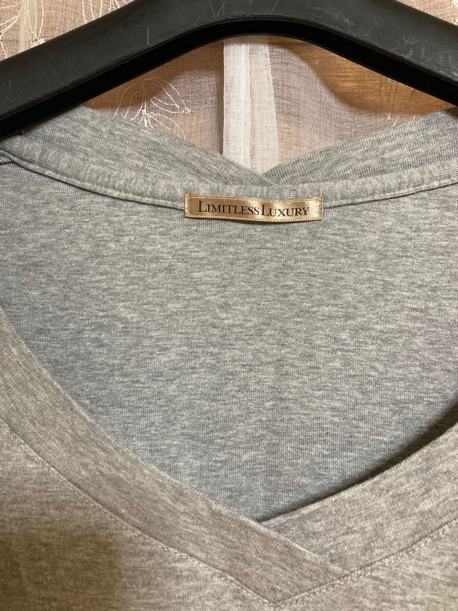 リミットレスラグジュアリー グレー 日本製 Tシャツ カットソー 七分袖 美品 LIMITLESS LUXURY フリー シンプル|PayPayフリマ