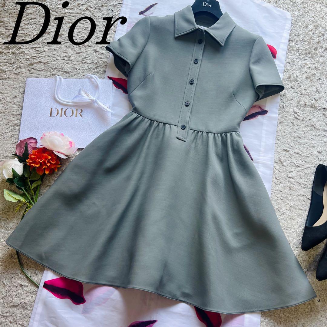 美品】Christian Dior ポロシャツワンピース フレア グレー 半袖