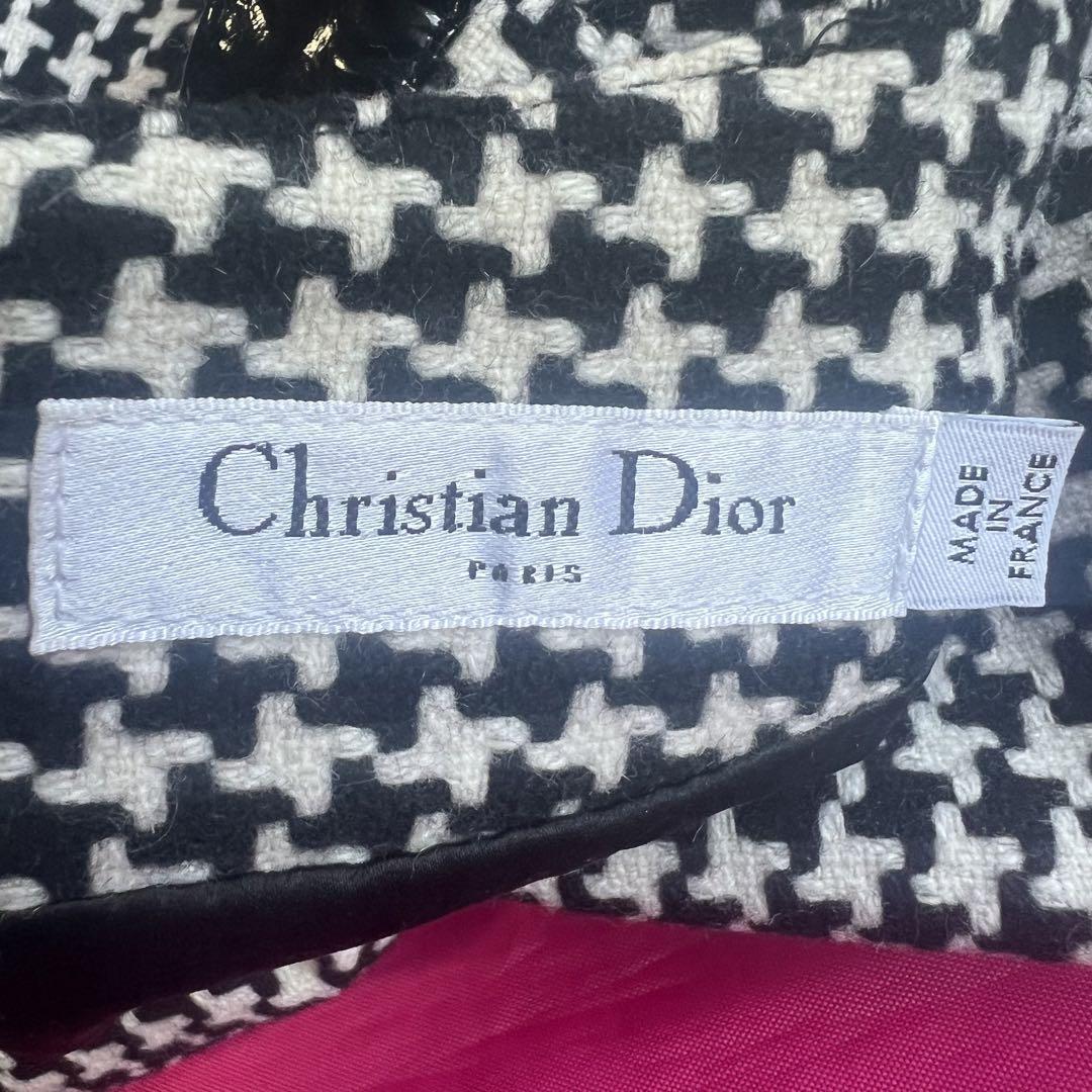 【美品】Christian Dior 千鳥柄ロングワンピース ノースリーブ M クリスチャンディオール