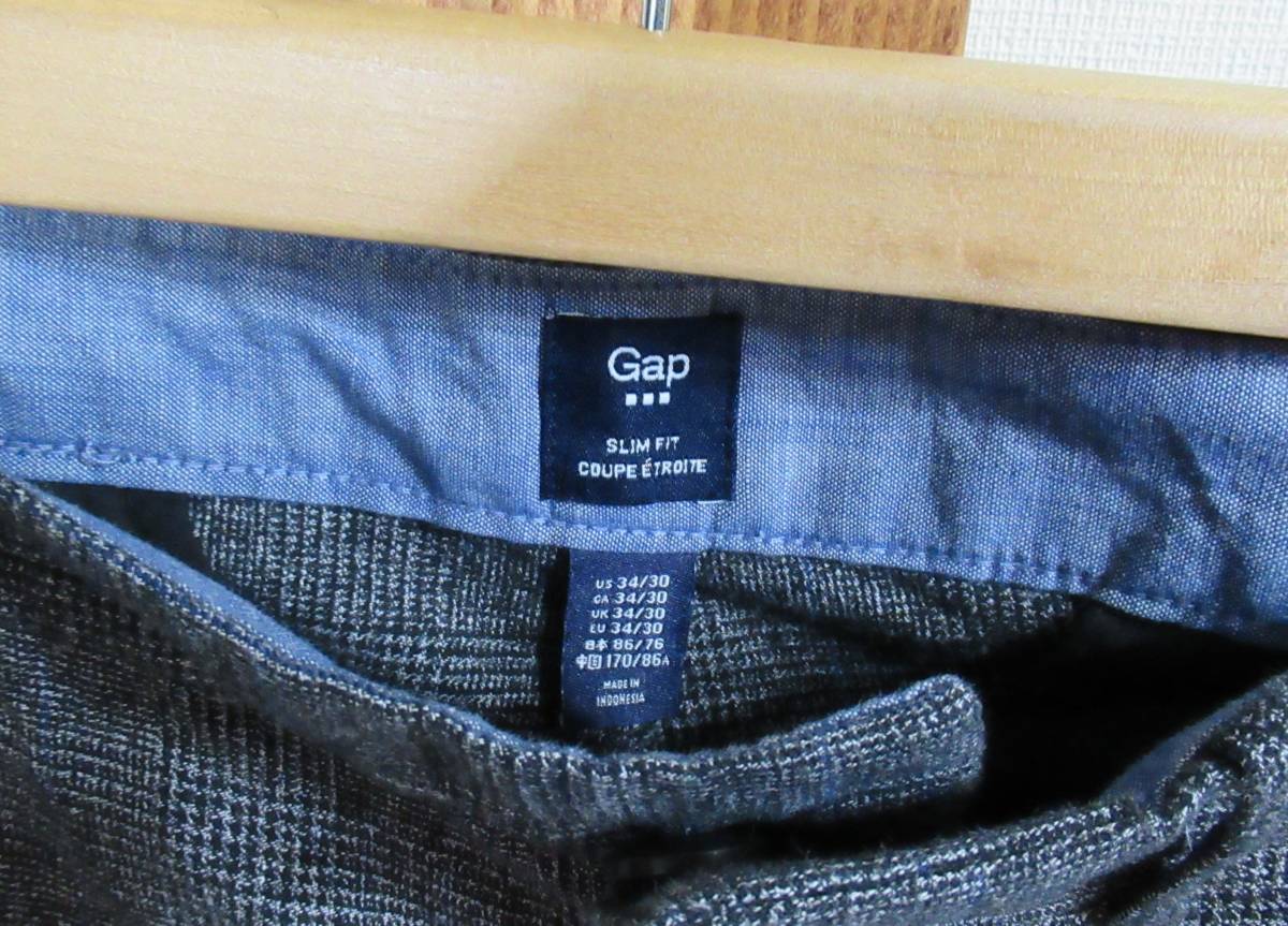 GAP/ギャップ●パンツ スラックス SLIM FIT スリムフィット グレンチェック チャコールグレー 2017年 秋_画像5