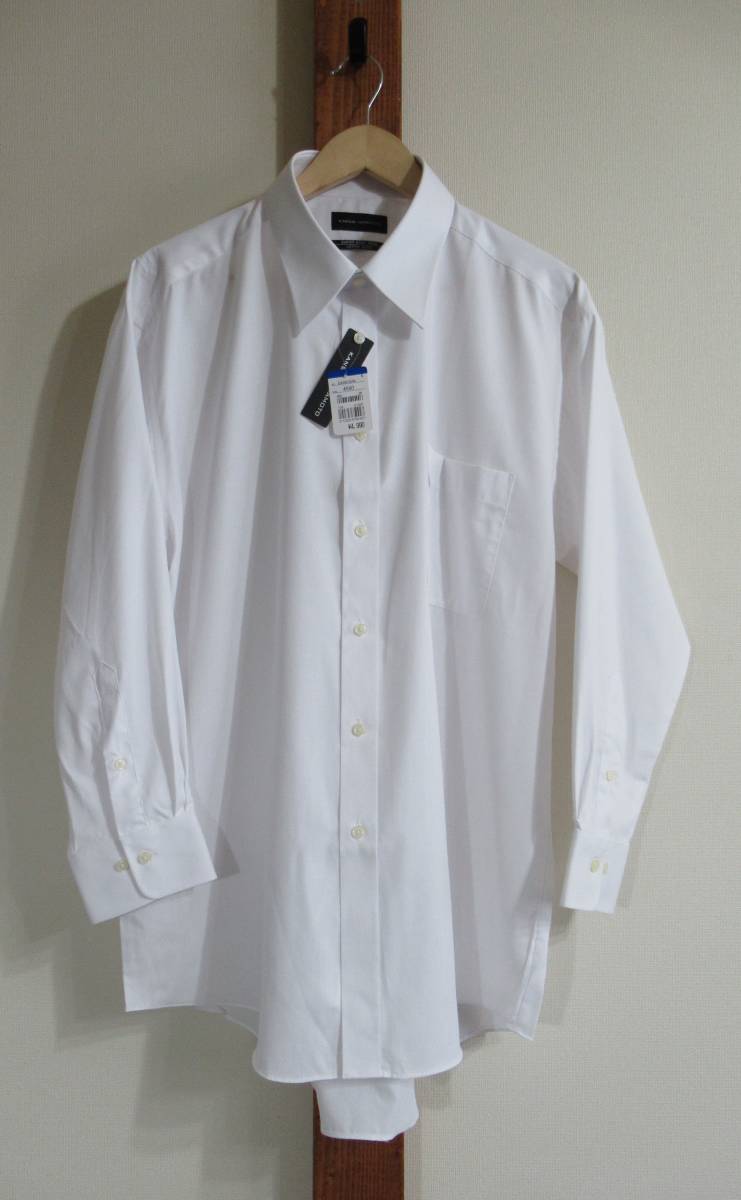 未使用品 ネック45★KANSAI YAMAMOTO/カンサイヤマモト◎シャツ レギュラーカラー ホワイト SUPER EASY IRON イージーケア UPF50+_画像2