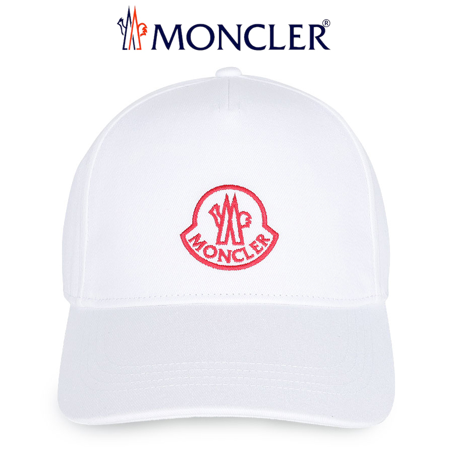 最低価格の 送料無料 49 MONCLER モンクレール 3B00037 0U082 ホワイト ロゴ刺繍 ベースボールキャップ 男女兼用 野球帽