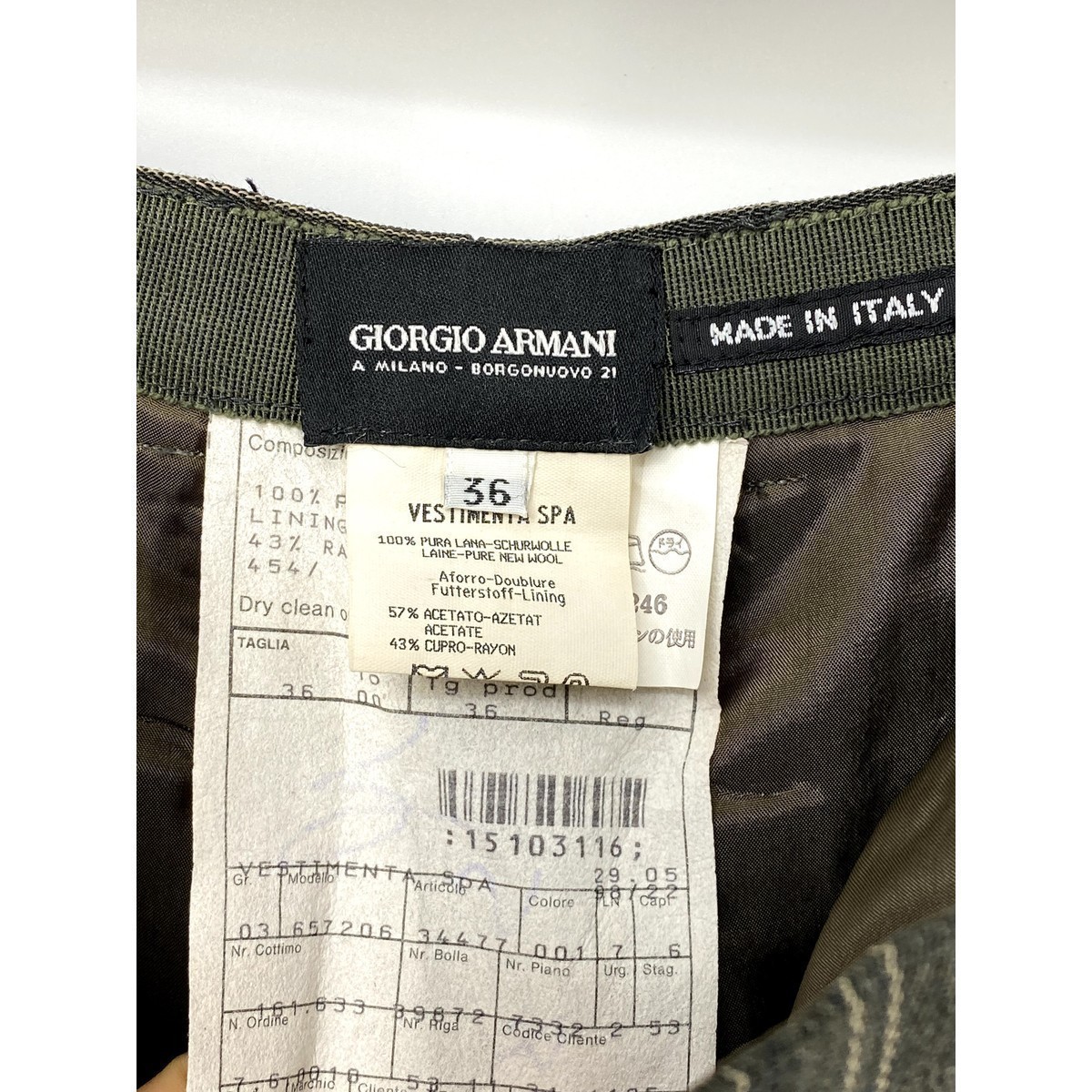 A7187 極美品 春夏 GIORGIO ARMANI アルマーニ 黒ラベル ウール