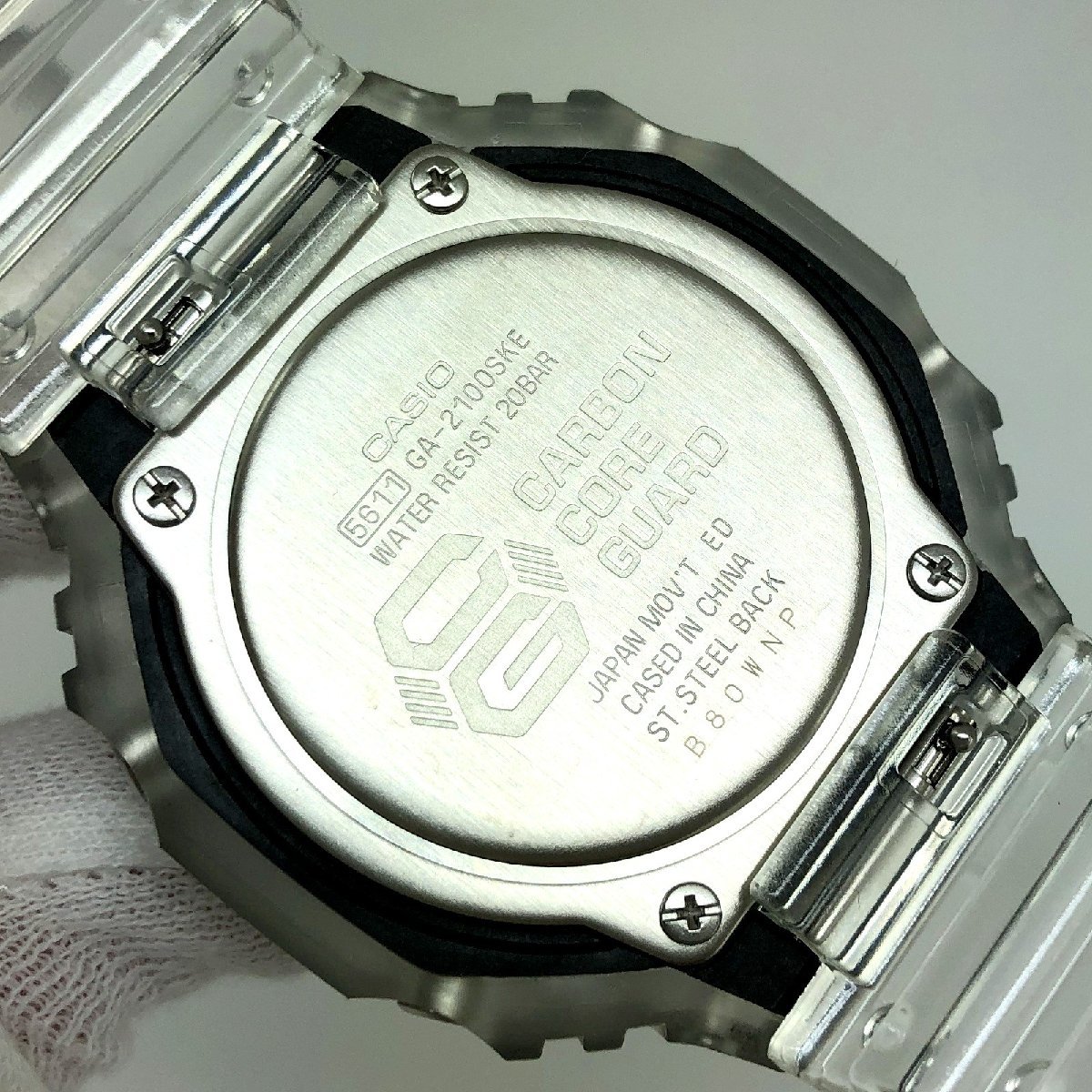 極美品 G-SHOCK ジーショック CASIO カシオ 腕時計 GA-2100SKE-7AJF アナデジ クォーツ 八角形 ホワイト スケルトン 【ITASY1H0OS5I】_画像4