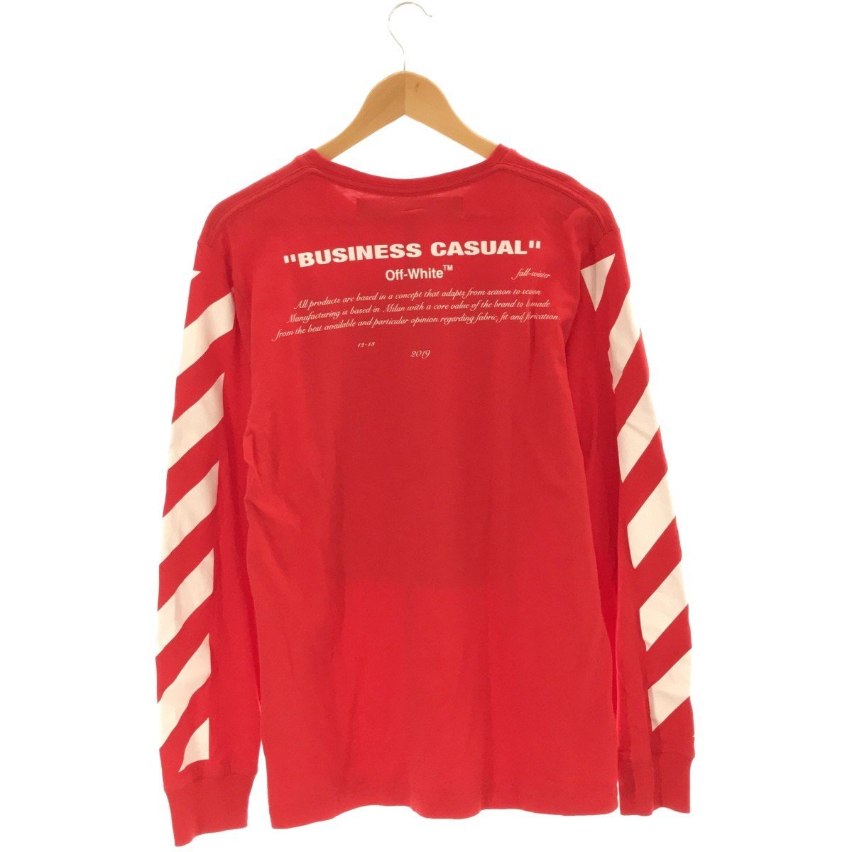 OFF-WHITE オフホワイト 【men4164D】 18AW Bernini Raglan L/S Tee Tシャツ カットソー レッド ロングスリーブ メンズ ポルトガル製 51N_画像2