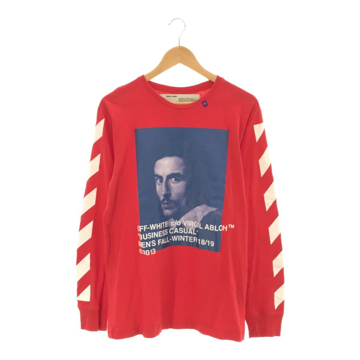 OFF-WHITE オフホワイト 【men4164D】 18AW Bernini Raglan L/S Tee Tシャツ カットソー レッド ロングスリーブ メンズ ポルトガル製 51N_画像1