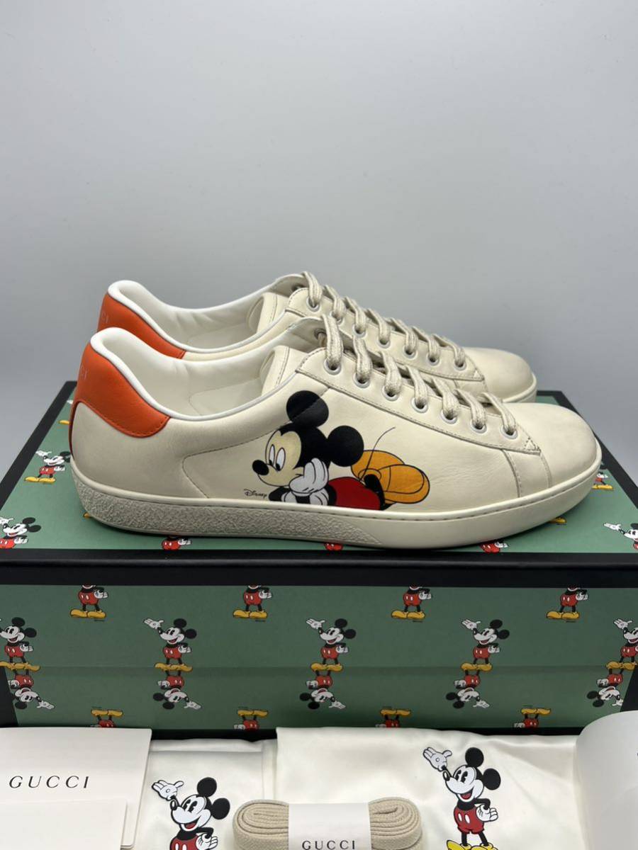 新品 未使用 GUCCI グッチ スニーカー 限定 ディズニー コラボ ミッキー マウス イタリア製 8.5 メンズ 27.5ヴィンテージ加工 ローカット