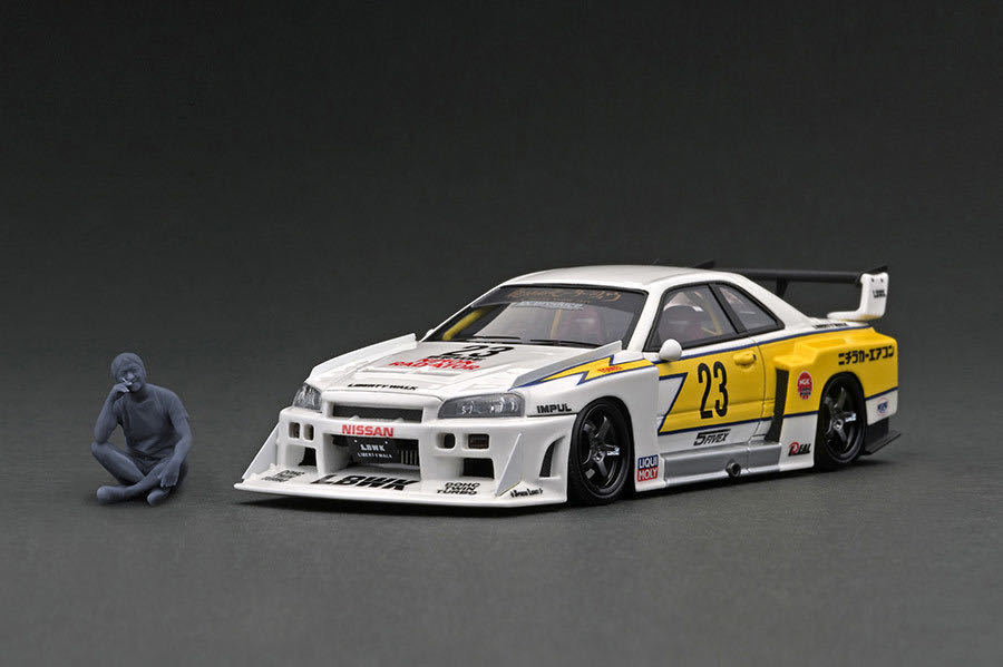 【WEB限定100台モデル】 IG2851　1/43　LB-ER34 Super Silhouette SKYLINE White/Yellow With Mr. Kato　ignition model