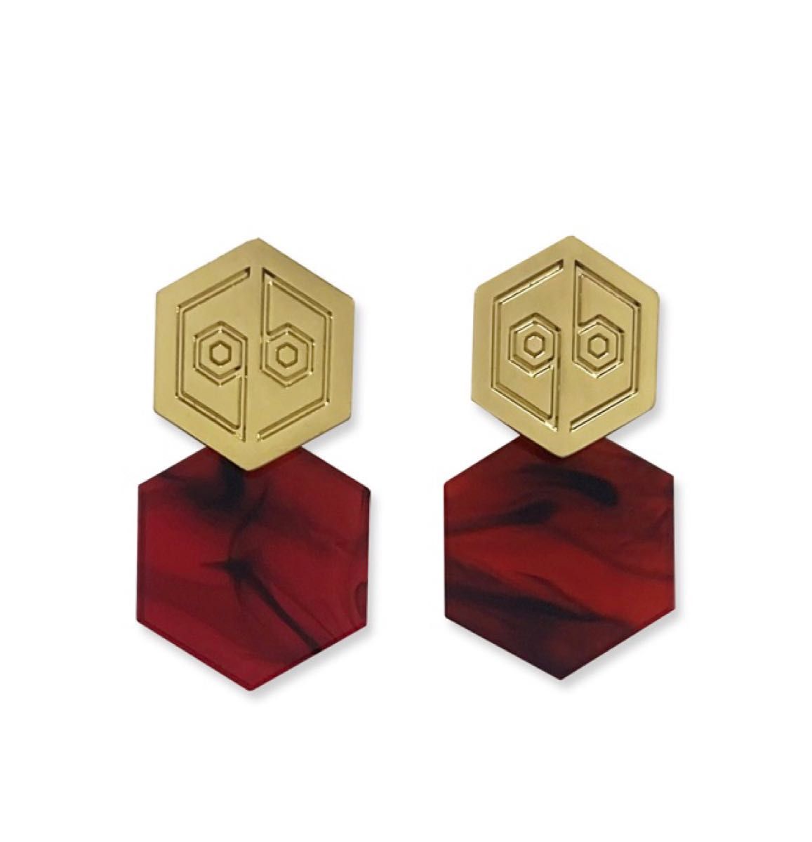 ★女王蜂☆イヤリング qb logo Red Marble Earrings