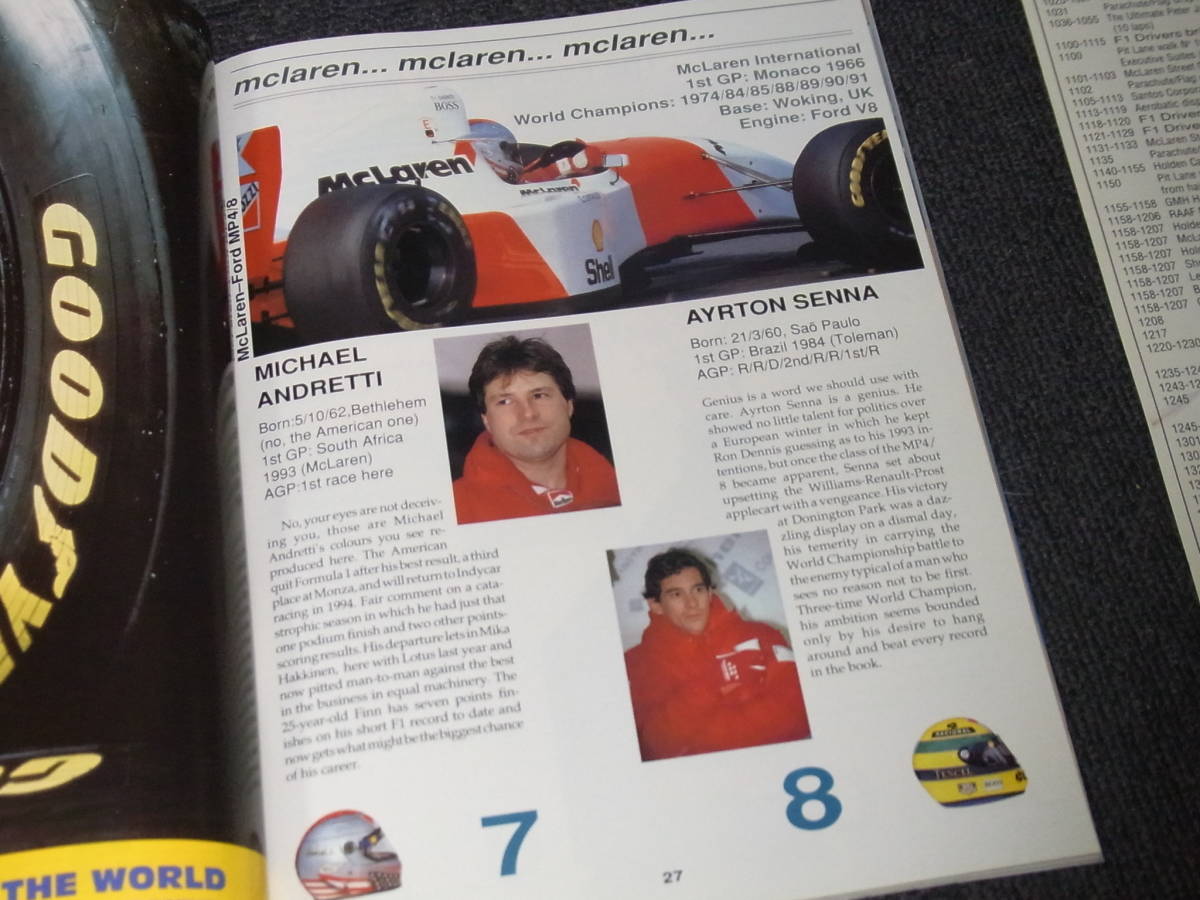ゆうパケット送料込 1993 F1 オーストラリアGP 公式プログラム セナ LAST WIN プロスト 中嶋悟 ピケ FORMULA1 アデレード_画像3