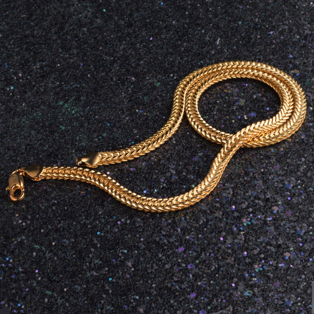 新デザイン6mm×50cm【18K GOLD PLATE】メンズ喜平ゴールドネックレス 喜平チェーン 金 鎖 ネックレス アクセサリー 巾着入★プレゼントに_画像5