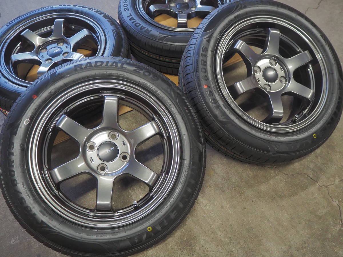 ★逆ゾリ★185/55R15 6.5J+38 4H100 新品 人気 1台分 サクシード プロボックス ヴィッツ フィット マーチ デミオ 引っ張り ツライチ GM