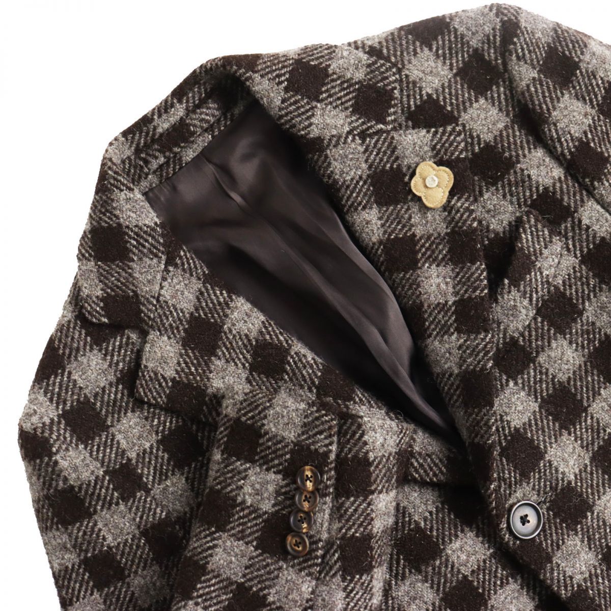 極美品○LARDINI ラルディーニ ツイードウール ブートニエール 厚手