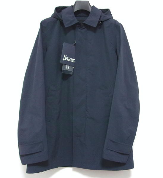 新品☆HERNO☆ヘルノ☆フーデット ステンカラーコート☆サイズ50☆撥水