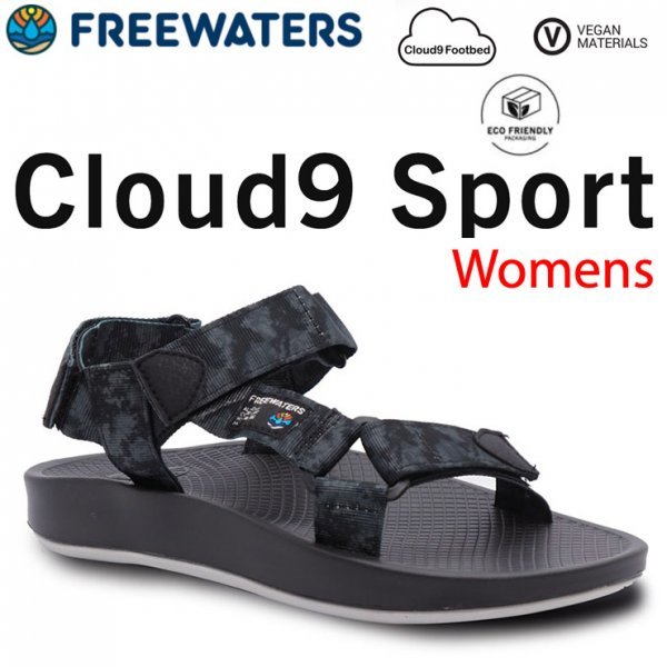 【送料無料】サンダル ビーチサンダル ストラップサンダル freewaters フリーウォータース Cloud9 Sport WMS (Womens) WO-089-BKTY 23cm