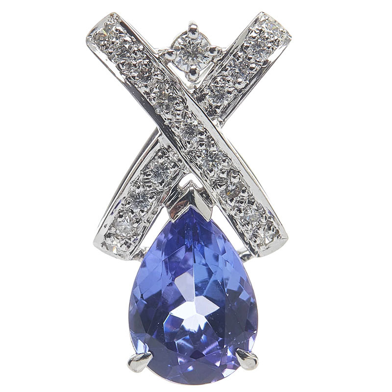 Pt900 プラチナ タンザナイト2.18ct ダイヤ0.24ct ペンダントトップ