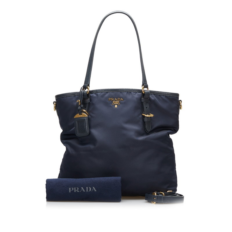 プラダ トートバッグ ショルダーバッグ 2WAY ネイビー ナイロン レザー レディース PRADA 【中古】_画像1