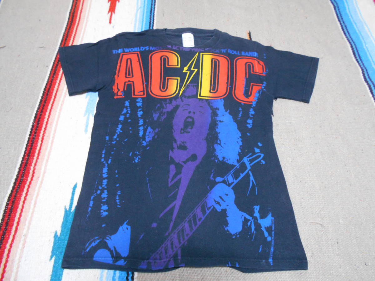 AC/DC Tシャツ ブラック ハードロック PUNK ROCK パンクロック バンド ロックスター ギター ANGUS STEVIE YOUNG_画像1