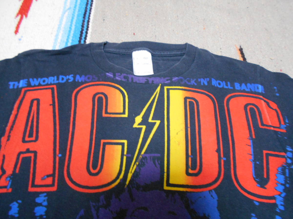 AC/DC Tシャツ ブラック ハードロック PUNK ROCK パンクロック バンド ロックスター ギター ANGUS STEVIE YOUNG_画像2