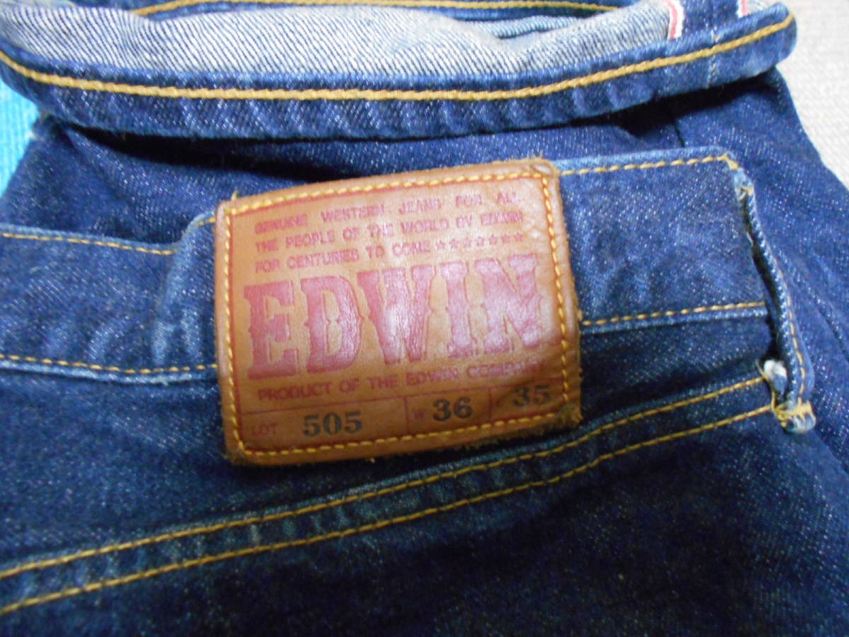 1990 period made EDWIN Edwin 505 red ear Vintage jeans indigo heavy ounce made in Japan MADE IN JAPAN VINTAGE INDIGO JEANS