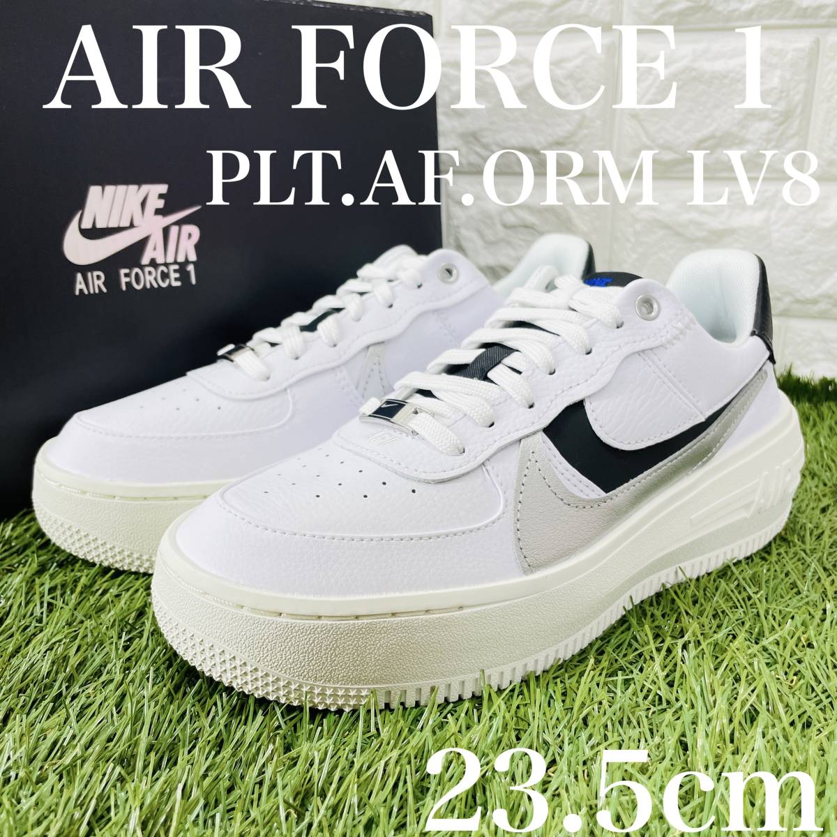 即決 ナイキ ウィメンズ エア フォース1 プラットフォーム LV8 白黒 ホワイト シルバー Nike Air Force1 厚底 23.5cm 送料込み DX3199-100_画像1