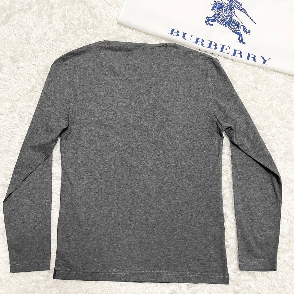 美品★BURBERRY BLACK LABEL★BIGホース刺繍 Tシャツ 長袖 バーバリーブラックレーベル 2/M 黒 アーガイル 三陽商会正規 カットソー _画像7