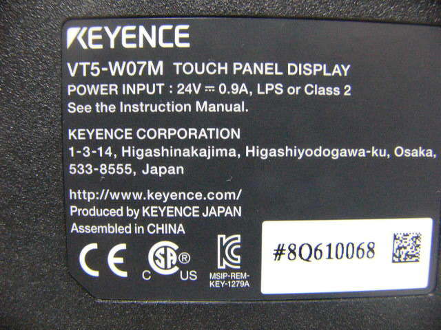 ☆未使用に近い☆ KEYENCE VT5-W07M 7型タッチパネルディスプレイ