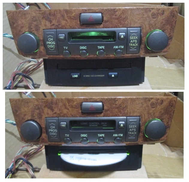  Toyota /TOYOTA UCF30 Celsior 6 disk change CD changer & cassette wood style panel P5811 used 