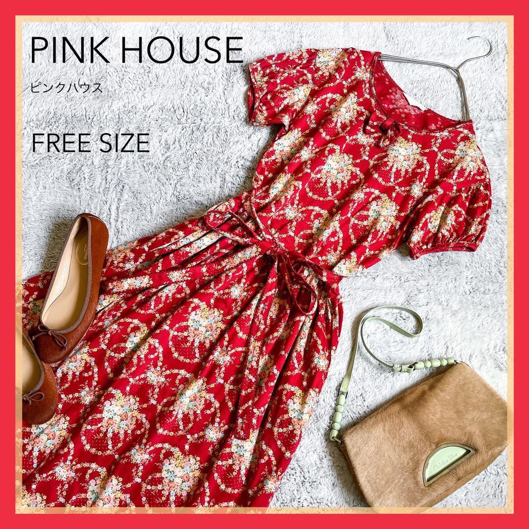 PINK HOUSE】ピンクハウス 花柄 カットソー ロングワンピース F Yahoo