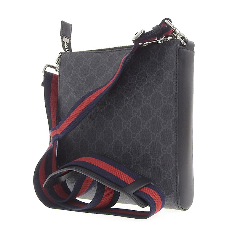 グッチ GUCCI GGスプリーム スモールメッセンジャーバッグ ショルダーバッグ レザー ブラック/グレー 523599 中古 新入荷 GU0483_画像2