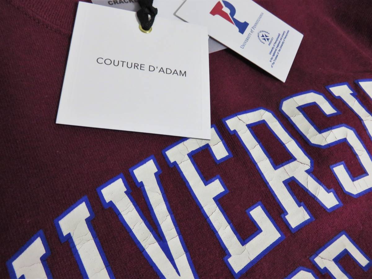 送料無料 新品 COUTURE D’ADAM UNIV OF PENNSYLVANIA T-SHIRT 40 バーガンディ 日本製 クチュールドアダム カレッジ Tシャツ DADAM _画像4