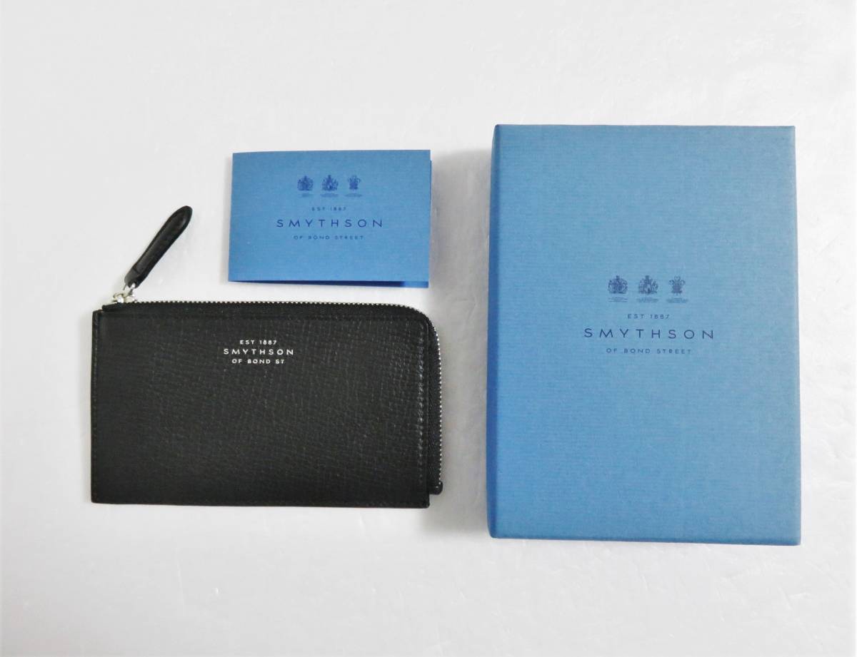 送料無料 新品 SMYTHSON 4CC FLAT COIN PURSE ブラック スマイソン 財布 レザー コインケース カードケース