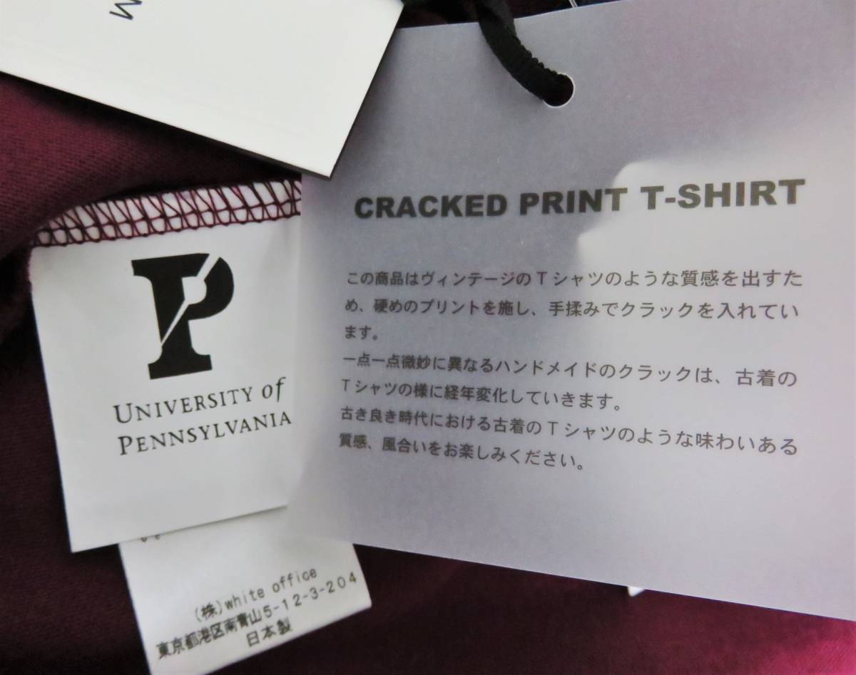 送料無料 新品 COUTURE D’ADAM UNIV OF PENNSYLVANIA T-SHIRT 40 バーガンディ 日本製 クチュールドアダム カレッジ Tシャツ DADAM _画像6