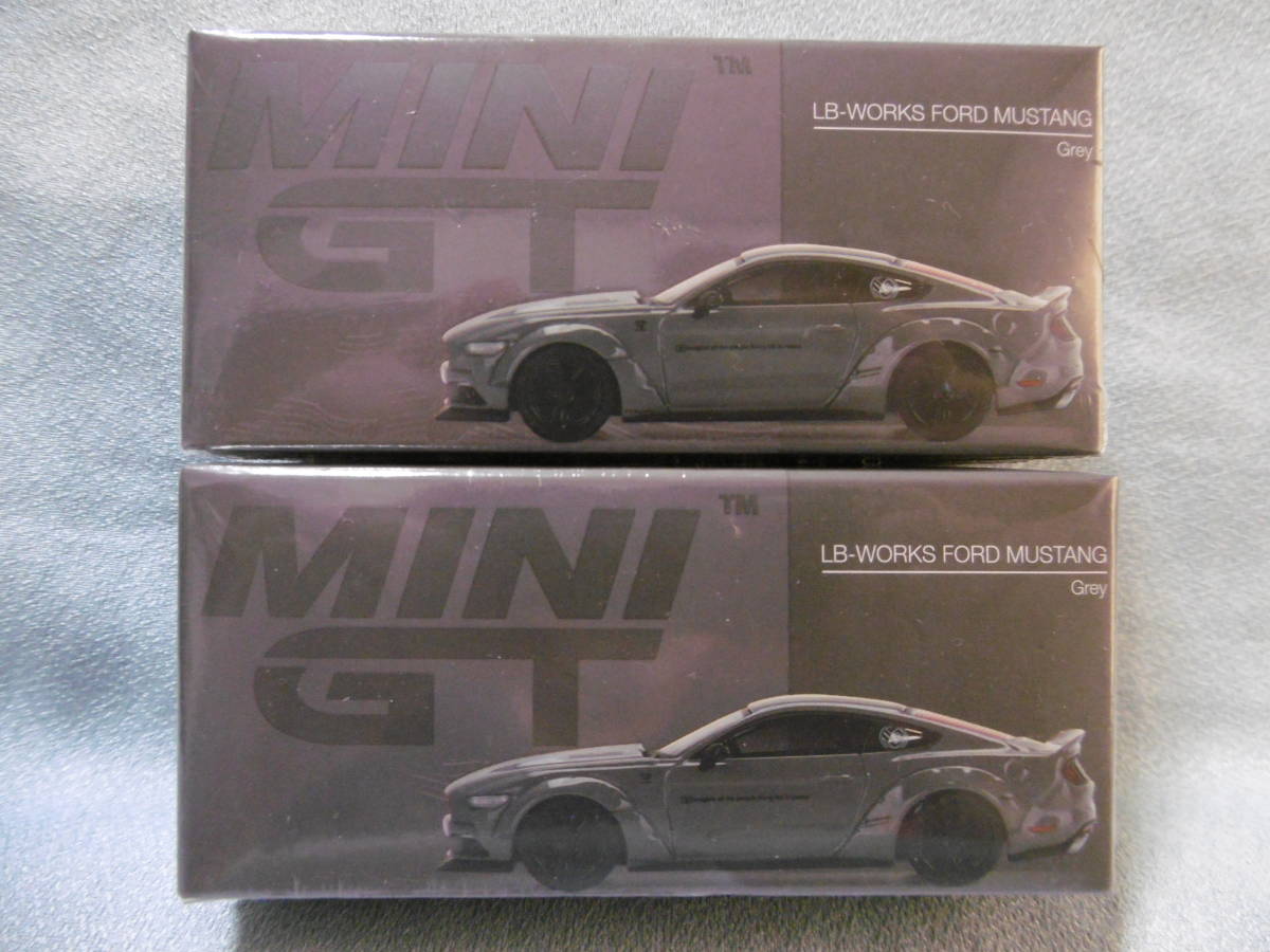 未開封新品 MINI GT 470 LB-WORKS FORD MUSTANG Gray 左右ハンドル 2台組_画像1