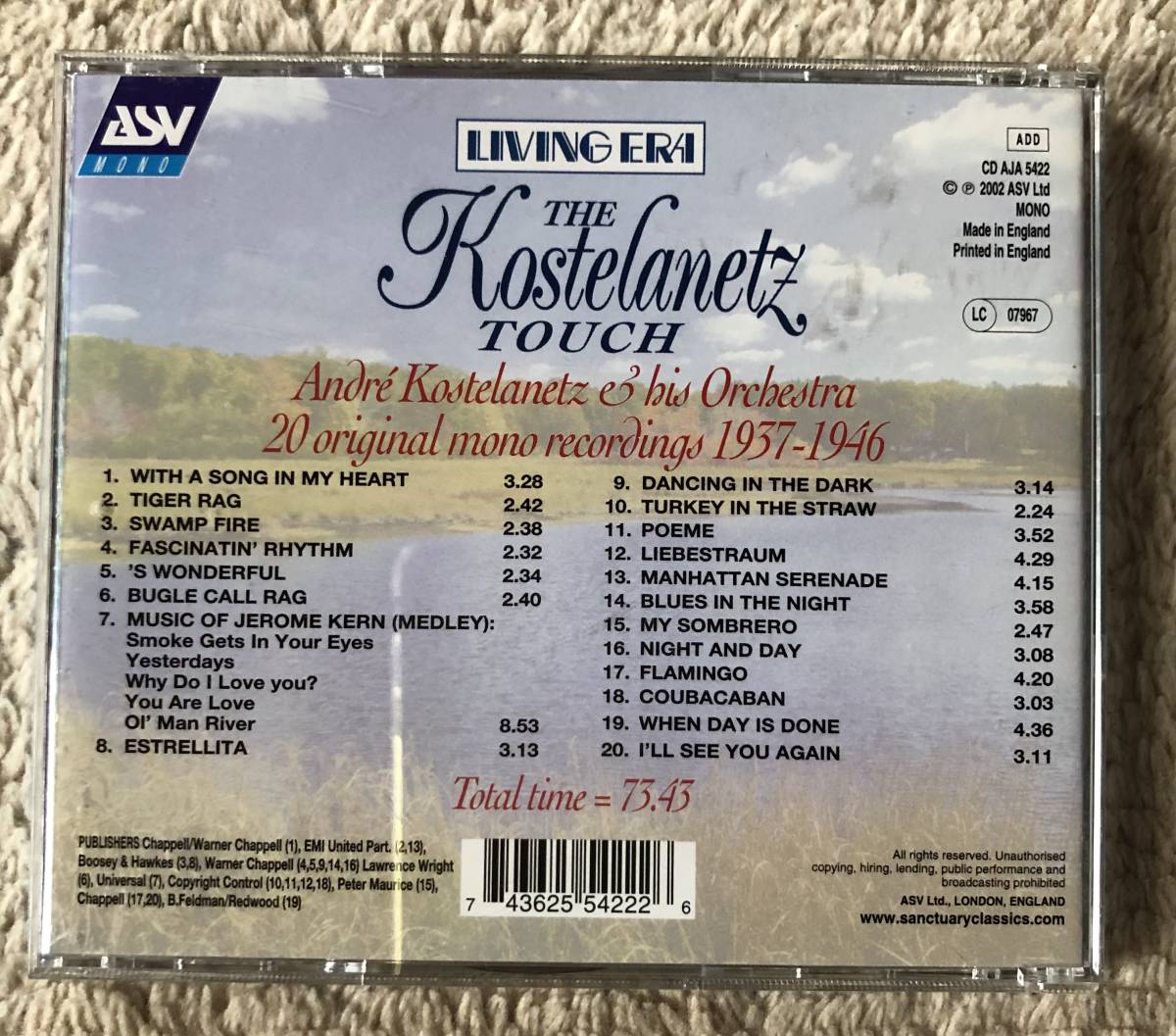 CD-Apr / 英 ASV / THE KOSTELANETZ TOUCH / Andre Kostelanetz & his Orchestra 20 original mono recordings 1937 - 1946_画像2