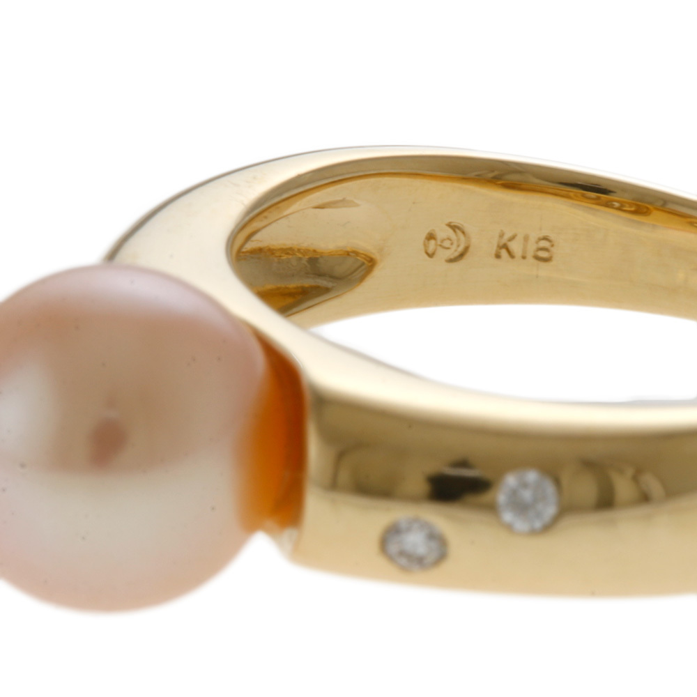 ゴージャス リング・指輪 10号 18金 パール 0.04ct K18イエロー