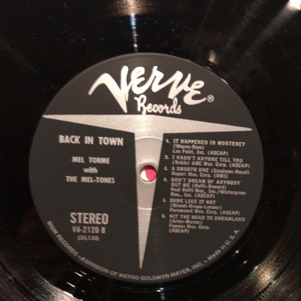 【盤質良好・美品】Mel Torm with The Meltones - Back In Town US盤LP　シュリンク付き Verve Records MG V-2120_画像4