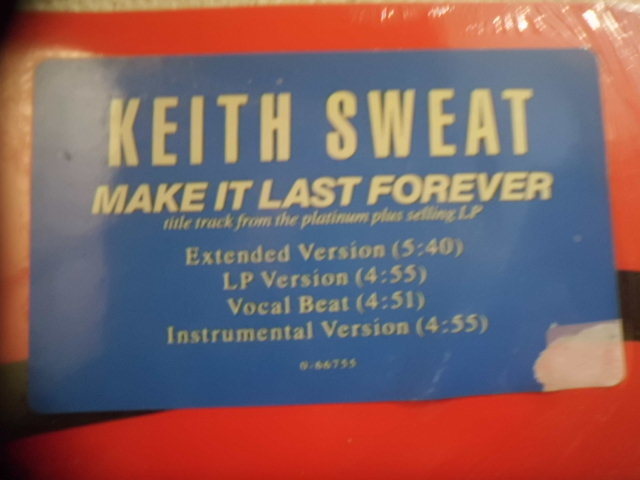 US12' Keith Sweat Duet With Jacci McGhee/Make It Last Forever-Extended Version/LP Version　*ジャケ右口部折れシワ,書き込み有_*ステッカーがれ有