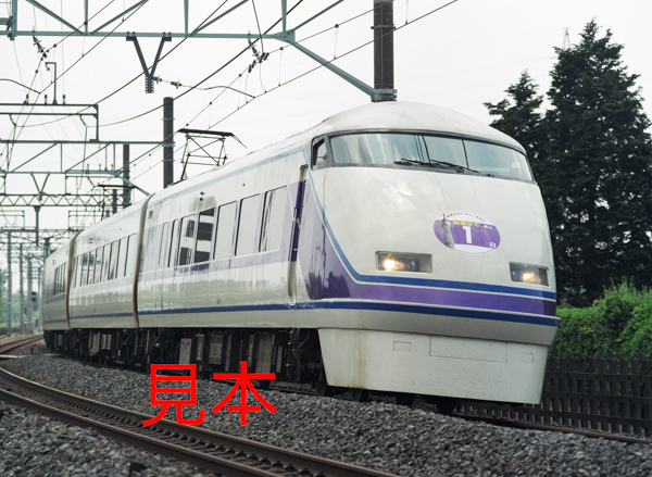 鉄道写真、645ネガデータ、165958850008、100系（105F）、特急スペーシア（東京スカイツリータウン開業まで、あと1日ヘッドマーク）_画像1