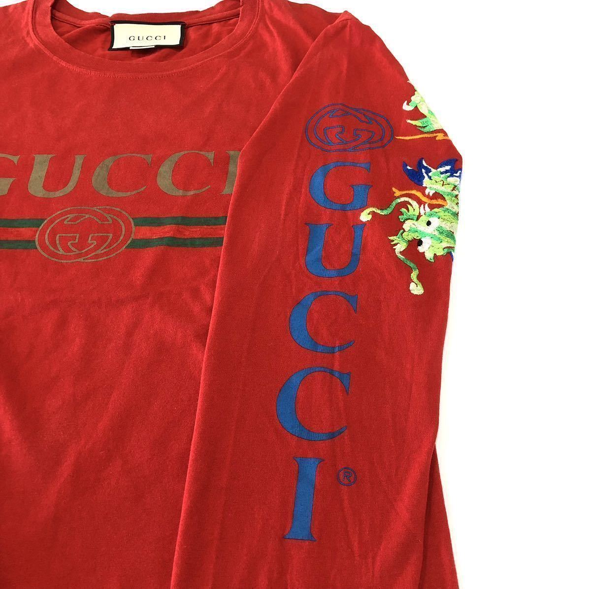 00s GUCCI Tシャツ XL センターロゴプリント ダークグレー イタリア-