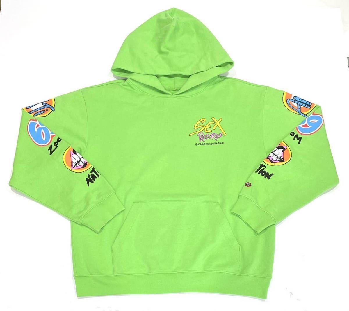 国内正規品 CHROME HEARTS クロムハーツmatty boy マッティボーイ グラフィック プリントパーカー サイズXL グリーン 送料無料