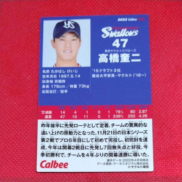 高橋奎二　カード プロ野球チップス2022