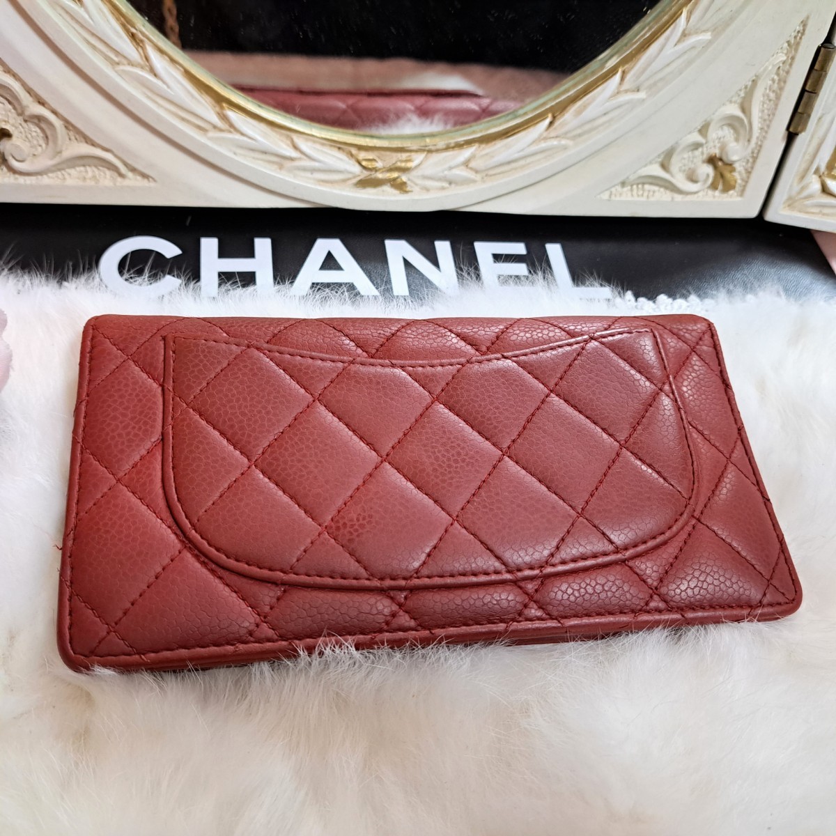 CHANEL 長財布 マトラッセ ココマーク 赤 レッド キャビアスキン | www