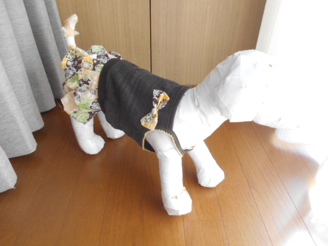 小型犬★i dog 2段スカートワンピース L ブラックA 日本製の画像4