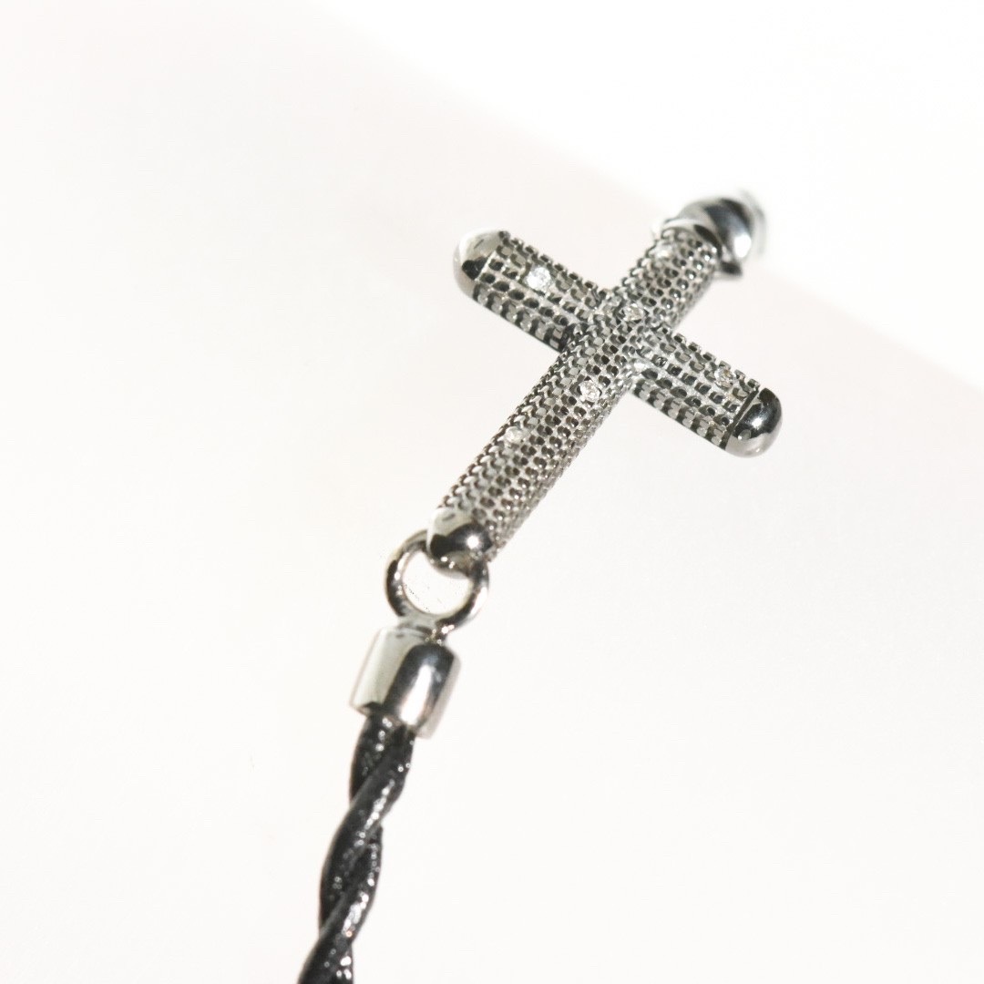 ダミアーニ DAMIANI K18WG ダイヤモンド メトロポリタン クロス レザー