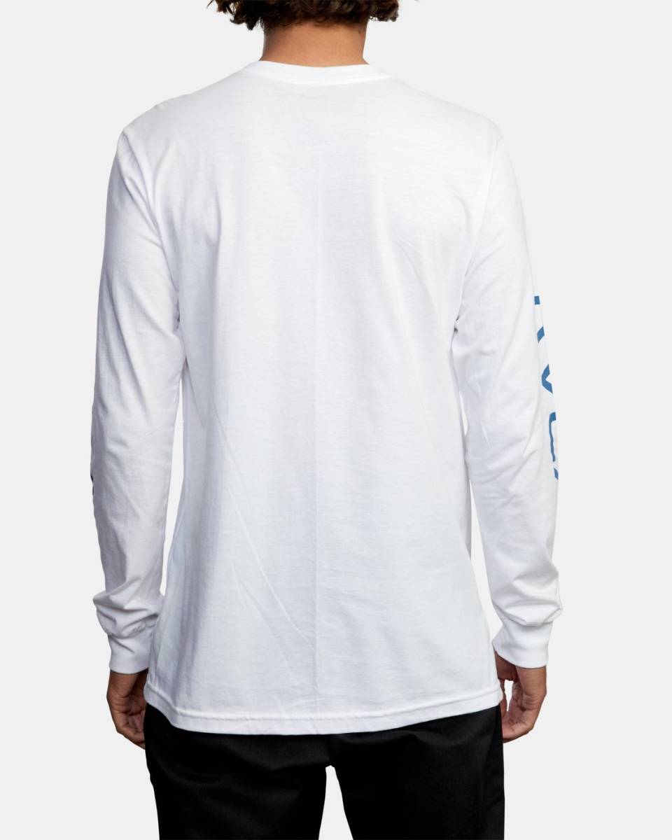 RVCA Big RVCA Long Sleeve T-Shirt White/Blue S Tシャツ_画像3