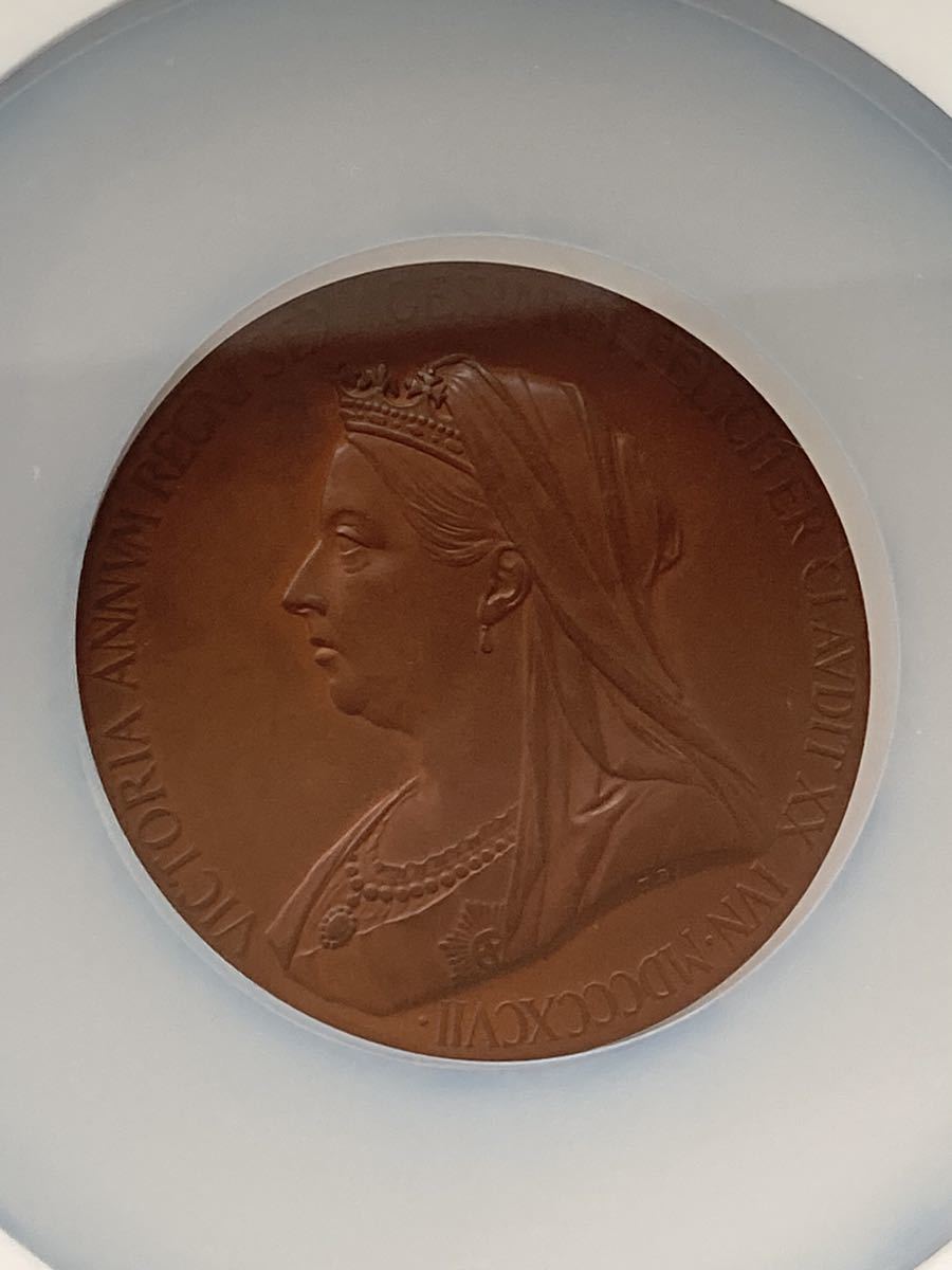 1897年 ヴィクトリア女王 ダイヤモンドジュビリー 銅 ブロンズメダル ヤングヘッド NGC鑑定MS64BN BHM-3506 Victoria ×アンティークコイン